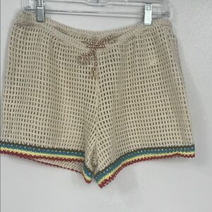 BDG Beige Crochet Women Shorts with Multicolor Trim
